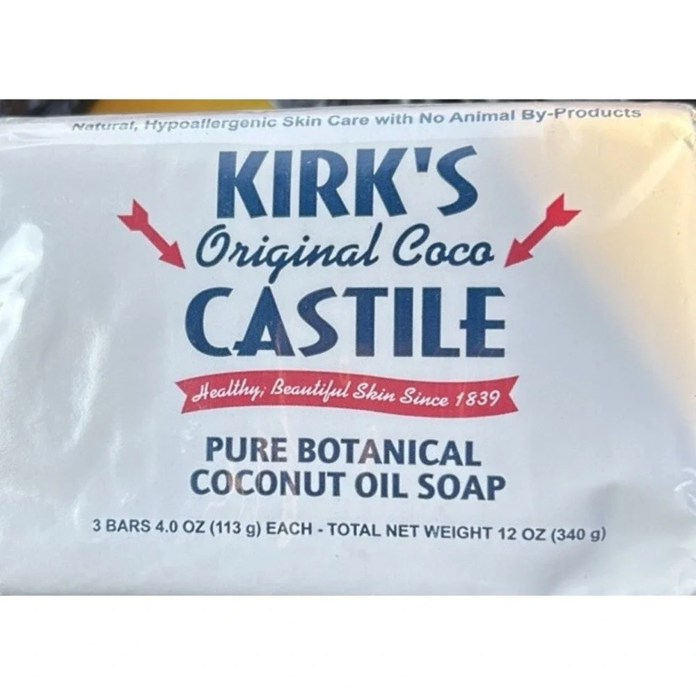 KIRK'S Original Coco Castile‎ Botanical Coconut Oil Bar Soap 4 Oz 3 Pack  NOS